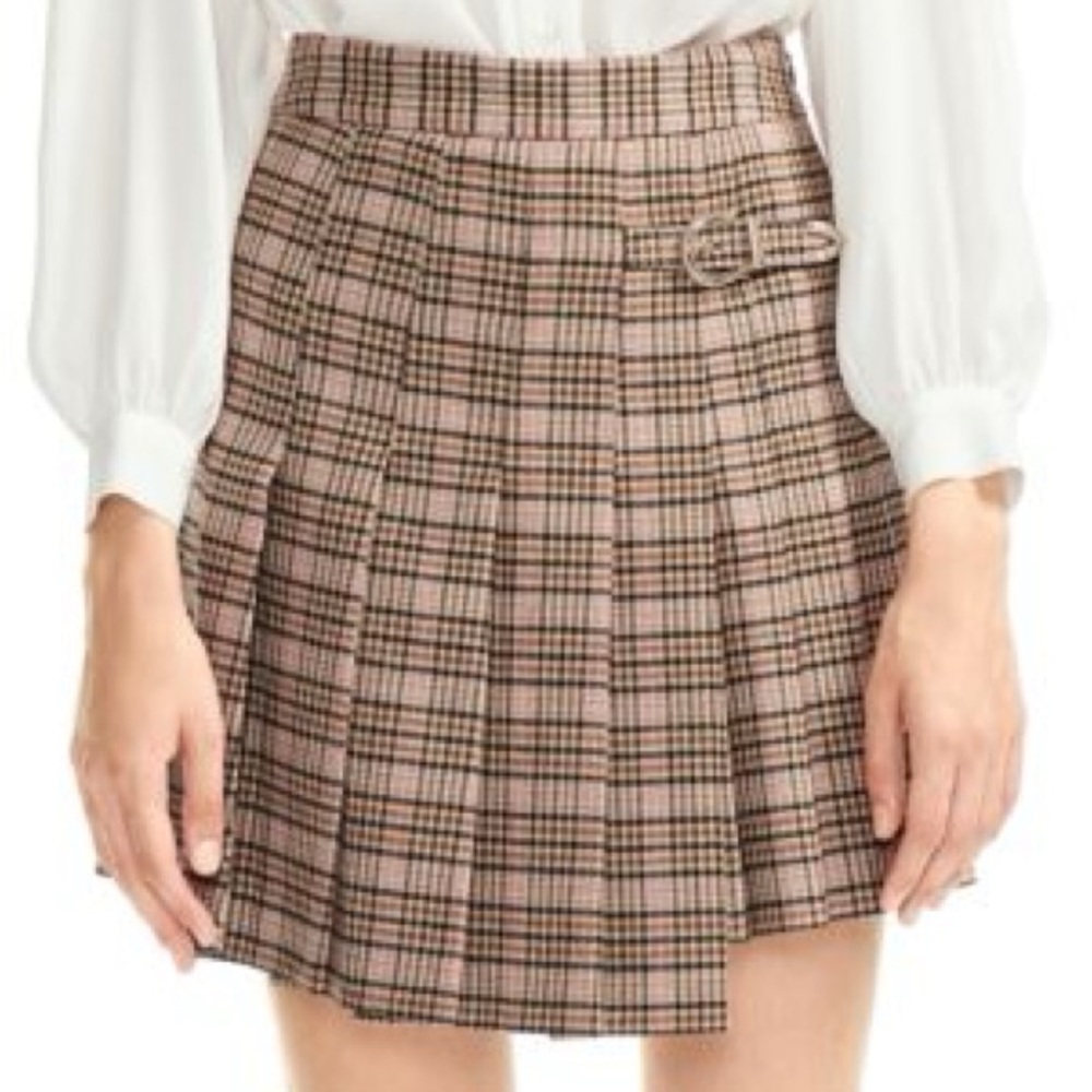 Maje - Jilo Asymmetric Pleated Plaid Skirt